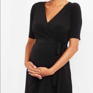 Motherhood Maternity Classic Black Wrap Dress L